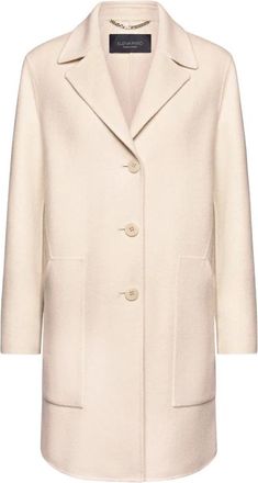 Elena Miro Jas van dubbele stof met revers- knoopsgaten en zakken - Dames - Mantel - Beige - 4XL - Wol - Jassen