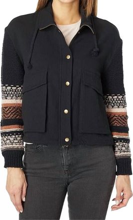 Saltwater Luxe Sweater Sleeve Snap Front Jacket In Black