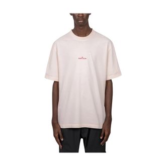 Stone Island T-shirt met woestijndruk - Heren - T-shirts - Roze - L - Katoen - Tops