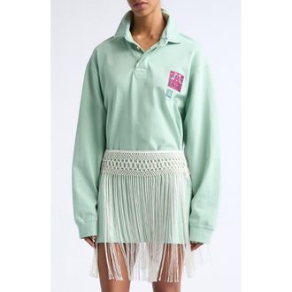 Conner Ives Neon Organic Cotton Rugby Shirt in Seafoam at Nordstrom, Size X-Large