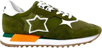Atlantic Stars Groene leren sneakers met sterren - Heren - Sneakers - Groen - 40 EU - Leer - Schoenen