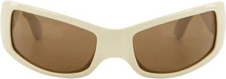 Balenciaga Raven Cat Rechthoekige Zonnebril - Heren - Zonnebrillen - Beige - ONE Size - Accessoires