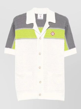 Casablanca crochet stripe shirt short sleeves pockets