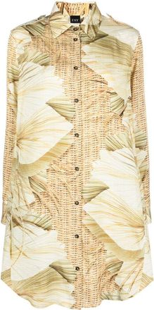 Fay Ipanema Dreams print shirt dress - women - Viscose - M - Neutrals