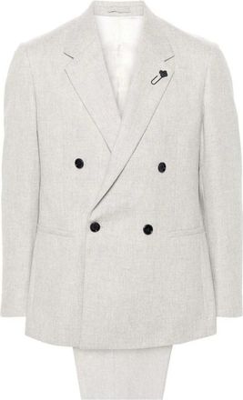 Lardini Feeling Double-Breasted Pak - Heren - Pakken - Beige - Maat: L Leer