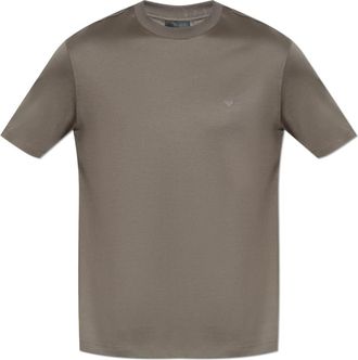 Emporio Armani T-shirt met rubberen logo - Heren - T-shirts - Grijs - L - Katoen - Tops