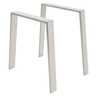 ML Design 2x Patas de mesa industrial loft 75x72 cm en acero plateado forma U