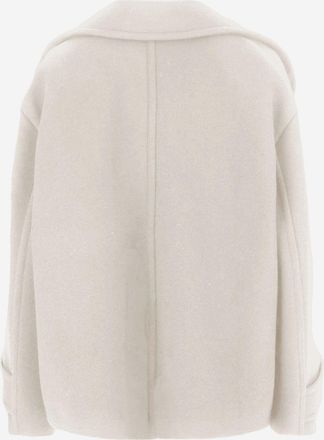 Chlo&eacute; Womens Coat Oversized Short Wool Blend Ivory