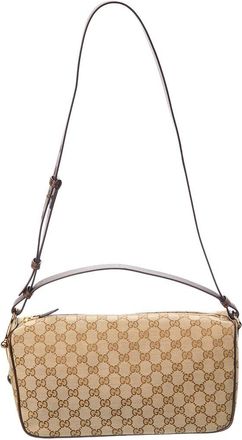 Gucci Half Horsebit Medium Gg Canvas & Leather Shoulder Bag