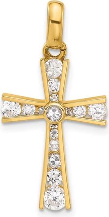 Diamond2Deal 10k Yellow Gold Polished Cubic Zirconia Latin Cross Pendant