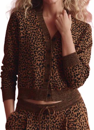 The Great. Shrunken V-Neck Cardigan In Leopard