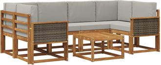 vidaXL Conjunto De Sof&aacute;s De Exterior 5 Uds. Natural Y Gris Claro Vidaxl