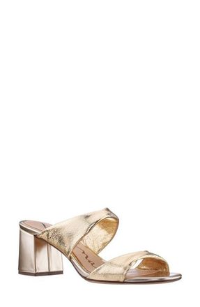 Nina Bassie Block Heel Slide Sandal in Gold Soft at Nordstrom, Size 5.5