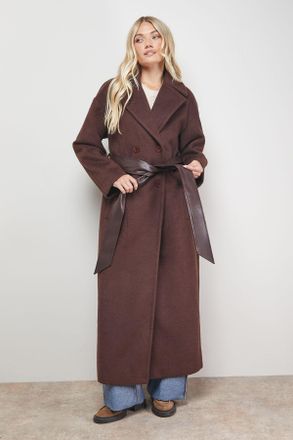 Oasis Womens Relaxed Maxi Belted Coat - Chocolate - Size 10 UK
