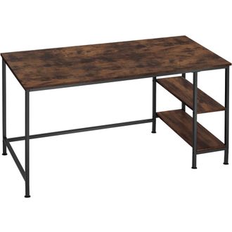 TecTake Escritorio, madera y acero 2 estantes 140 x 60 x 76,5 cm madera oscura