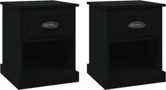 vidaXL Vidaxl - Bedside Cabinets 2 pcs Black 39x39x47.5 cm Engineered Wood