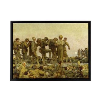 Artery8 Singer Sargent Gassed WWI Blinded Soldiers Framed Canvas Wall Art Print | Size: W24 x H32