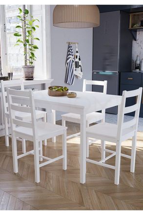 Home Discount Vida Designs Yorkshire 4 Seater Dining Set Solid Pine Furniture in White