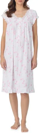 Eileen West Floral Print Cap Sleeve Cotton Waltz Nightgown in White/Pink at Nordstrom, Size Xx-Small