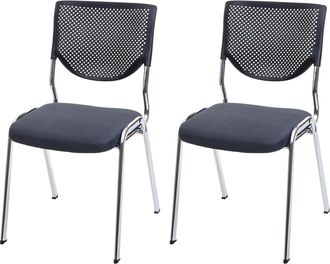 Hhg Hhg - Juego De 2 Sillas De Visita T401, Silla De Conferencia Apilable, Tela/textil, Asiento Gris Oscuro, Patas Cromadas