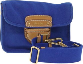 Prada Blue Canvas Shoulder Bag (Pre-Owned)