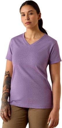 Ariat Womens Rebar Cotton Strong Standard V-Neck T-Shirt in Mulled Grape Heather, Size X-Large, by Ariat