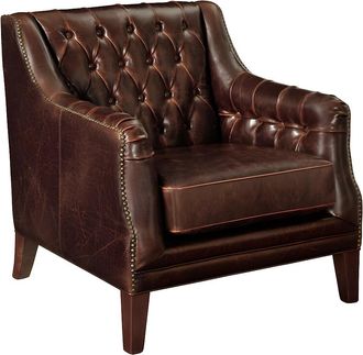 Vente-Unique Sill&oacute;n de piel COLBERT - Marr&oacute;n