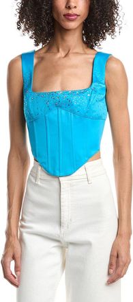 Guizio Satin Beaded Lace-Up Bustier