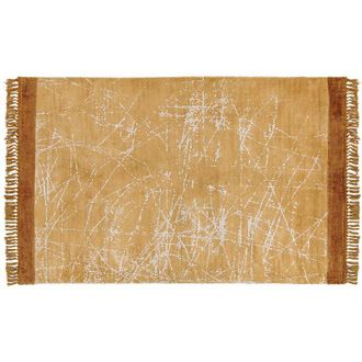 Beliani Beliani - Alfombra De Viscosa Naranja Blanco 140 X 200 Cm Algod&oacute;n Flecos Moderno Hanli