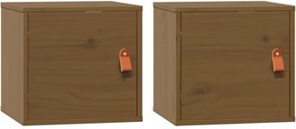 vidaXL Wall Cabinets 2 pcs Honey Brown 31.5x30x30 cm Solid Wood Pine Vidaxl