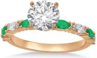 Allurez Alternating Diamond & Emerald Marquise Engagement Ring 14k Rose Gold (0.63ct)