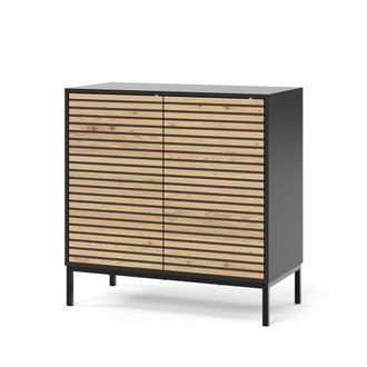 Vicco C&oacute;moda Eliza, Negro/roble, 80 X 81.2 Cm Con 2 Puertas Vicco
