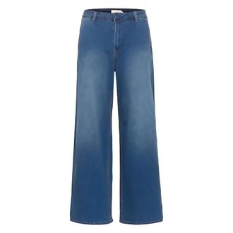 Cream Denim Wide Leg Pants - Dames - Loose Fit Jeans - Blauw - 3XL L32 - Denim - Jeans