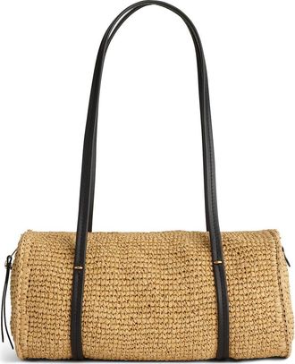 Madewell The Brioche Woven Raffia Shoulder Bag in True Black Multi at Nordstrom