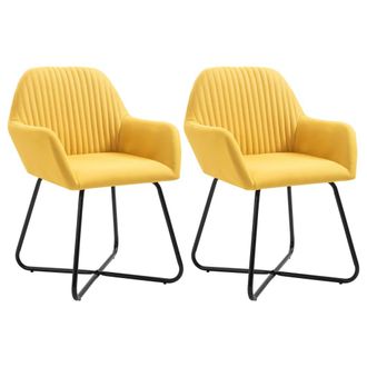 vidaXL Sillas De Comedor 2 Unidades Tela Amarillo Vidaxl