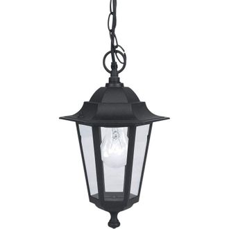 OEM L&aacute;mpara Colgante De Exterior Laterna 4, 1 Luz, De Aluminio Fundido Y Cristal, Color Negro, Casquillo E27, Ip44