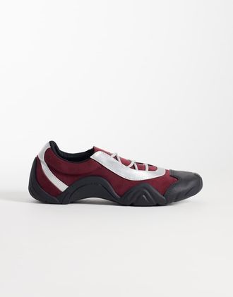 JW PEI Caitlin - Sneakers stringate in camoscio sintetico bordeaux e grigio chiaro-Rosso