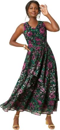 Jessica London Georgette Flyaway Maxi Dress in Multi Flower Garden at Nordstrom, Size 30