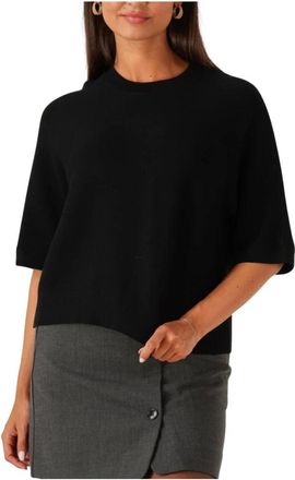 Moss Copenhagen Mschthamira 2/4 Pullover - Dames - Ronde hals truien - Zwart - Xs/S - Leer - Truien & Vesten