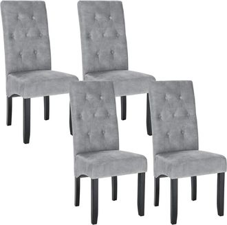 Woltu Sillas De Comedor Set De 4 Sillas Cocina Asiento Acolchado Tapizado En Terciopelo Estructura De Madera Sill&oacute;n Gris Claro - Woltu