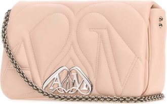 Alexander McQueen Womens Seal Shoulder Bag Pink Leather