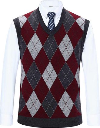 Generic Mens Knitted Sleeveless Tank Top Mens Sleeveless Knitted Tank Tops Jumper Jumper Slipover Knitwear Sweater Tank Tops Twisted Knitted Pullover Regular 