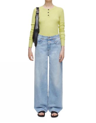 Closed Henley Long Sleeve Tee In Primary Yellow