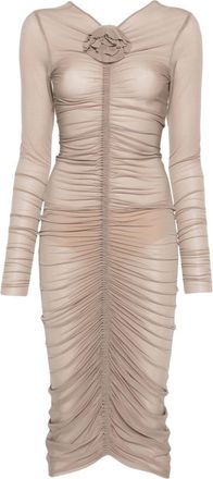 Magda Butrym flower-detailing sheer dress - women - Silk/Elastane/Polyamide/Elastane - 40 - Neutrals