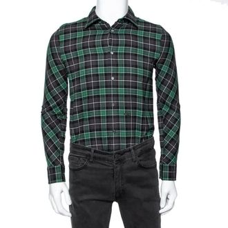 Dsquared2 Green & Grey Cotton Checked Flannel Shirt