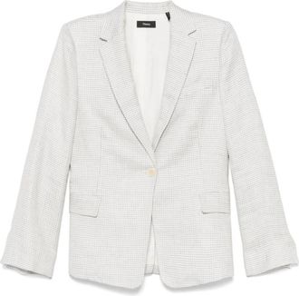 Theory White Houndstooth Blazer