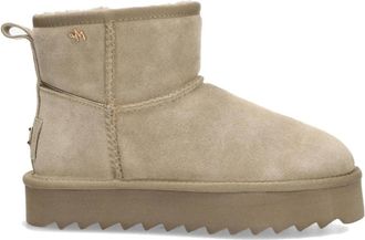 Mexx Beige Enkellaarsjes voor vrouwen - Dames - Winterlaarzen - Beige - 39 EU - Leer - Schoenen