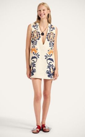 La DoubleJ Cream Soda Tunic Plac&eacute;e in Selva Plac&eacute;e Blue at Nordstrom, Size Large