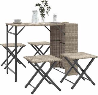 vidaXL Juego De Comedor De Jard&iacute;n Plegable 5 Pzas Rat&aacute;n Pe Gris Claro Vidaxl