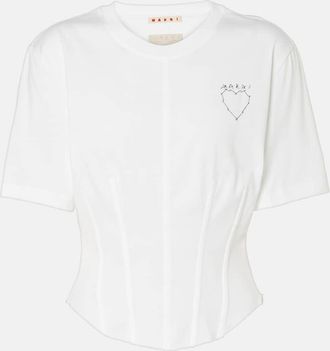 Marni Embroidered cotton bustier top
